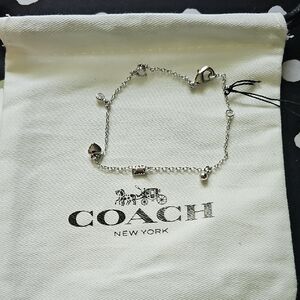 Coach Silver-Tone Heart & Charm Delicate Bracelet